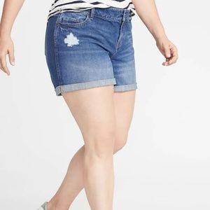 Plus-Size Boyfriend Distressed Jean Shorts New